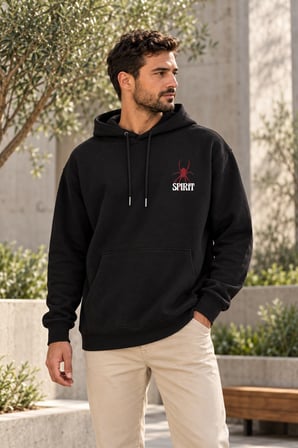 Asmedo Erkek Oversize Sweatshirt - Pamuklu Baskılı Cepli, Kapüşonlu, 3 İplik