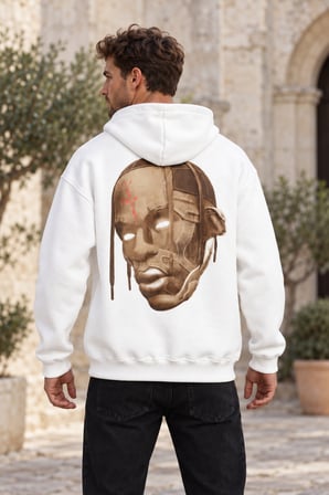 Asmedo Erkek Sweatshirt - Kordonlu Arka Maske Kordon Saçlı, Kapüşonlu, İplik İçi Pamuklu