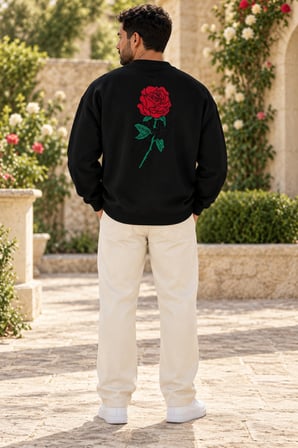Asmedo Erkek Sweatshirt - Pamuklu Ön Ve Arka Baskılı, Bisiklet Yaka, 3 İplik