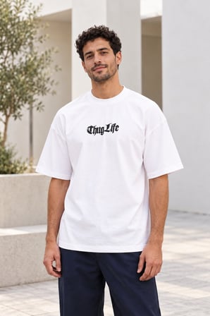 Asmedo T-Shirt - Erkek Oversize Tişört - Yazlık Baskılı, Kısa Kollu, Bisiklet Yaka, Penye
