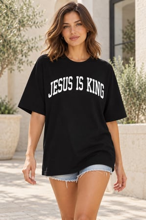 Asmedo T-Shirt - Kadın Oversize Tişört - Baskılı Rahat Kalıp, Kısa Kollu, Bisiklet Yaka, Pamuk Cotto