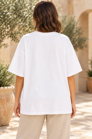 Asmedo T-Shirt - Kadın Oversize Tişört - Baskılı Yazlık, Kısa Kollu, Bisiklet Yaka, Penye Compack