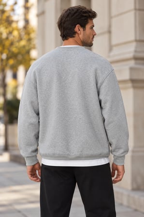 Asmedo Erkek Sweatshirt - Kışlık Basic, Bisiklet Yaka, 3 İplik, Üç İplik İçi Pamuklu