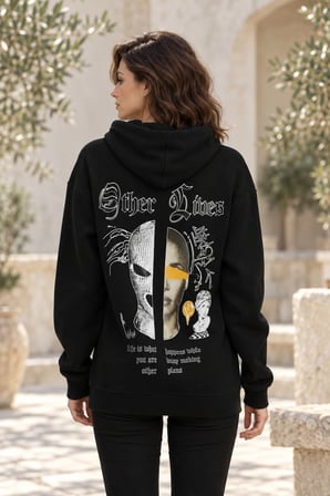 Asmedo Kadın Oversize Sweatshirt - Cepli Baskılı Pamuklu, Kapüşonlu, 3 İplik