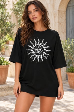 Asmedo T-Shirt - Kadın Regular Fit Tişört - Baskılı Rahat Kalıp, Kısa Kollu, Bisiklet Yaka, Pamuk Co