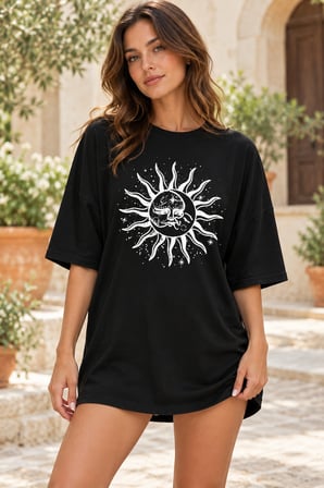 Asmedo T-Shirt - Kadın Regular Fit Tişört - Baskılı Rahat Kalıp, Kısa Kollu, Bisiklet Yaka, Pamuk Co