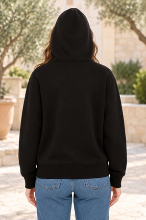 Asmedo Hırka - Kadın Oversize Sweatshirt - Önü Baskılı Fermuarlı, Kapüşonlu, Şardonlu, 3 İplik
