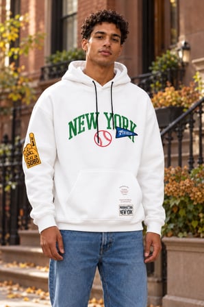 Asmedo Erkek Oversize Sweatshirt - Pamuklu Baskılı Cepli, Kapüşonlu, 3 İplik