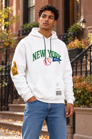 Asmedo Erkek Oversize Sweatshirt - Pamuklu Baskılı Cepli, Kapüşonlu, 3 İplik