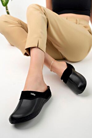 Ortopedik Ped Burnu Kapalı Siyah Terlik