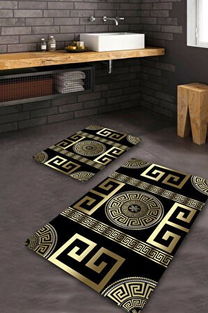 Siyah-Gold  Kaymaz Taban  Banyo Paspas  O-1349