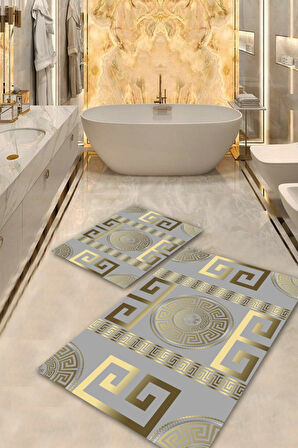 Gri-Gold  Kaymaz Taban  Banyo Paspas  O-1349-1
