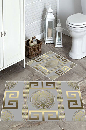 Gri-Gold  Kaymaz Taban  Banyo Paspas  O-1349-1