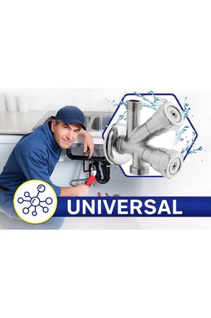 Dual Ara Musluk | Çamaşır & Bulaşık Makinesi Musluğu | 1/2” Giriş, 2 Çıkış, Pirinç Gövde