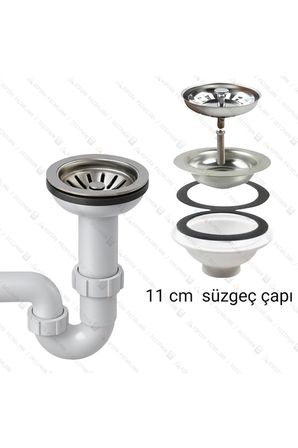 S Çiftli Çöpmak Sifonu 11 cm Çap Koku Önleyici Lavabo Banyo Mutfak Gider Boru Bağlantısı