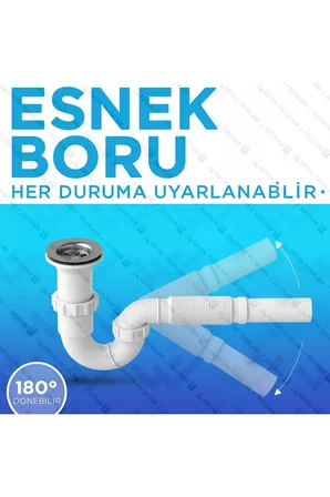‘S’li Körüklü Sifon | Koku Önleyici, Esnek Bağlantılı, Kolay Montajlı Lavabo Sifonu