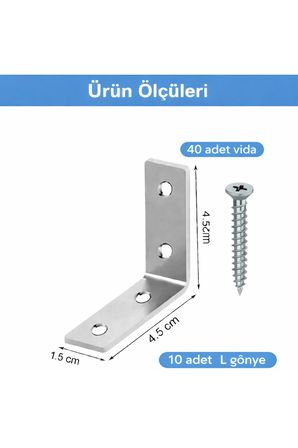 10 Adet 15x45x45mm Metal L Köşe Bağlantı Gönyesi | Mobilya Dolap Sabitleme Bağlantı Aparatı