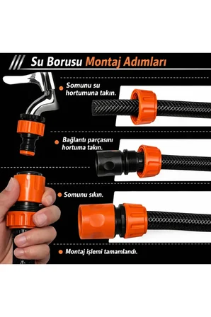 1/2" Hortum Musluk Bağlantı Adaptörü (2 Adet) + 1/2-3/4" Musluk Adaptörü Bahçe Sulama Aparatı