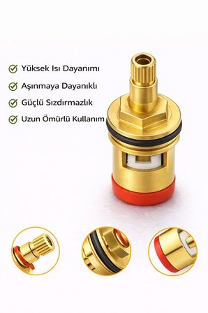Salmastra Musluk İçi Aç Kapa Seramik Milli Pirinç Gövde Musluk Kartuşu Yedek Parça Dayanıklı