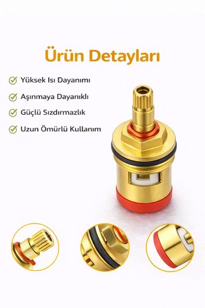 Salmastra Musluk İçi Aç Kapa Seramik Milli Pirinç Gövde Musluk Kartuşu Yedek Parça Dayanıklı