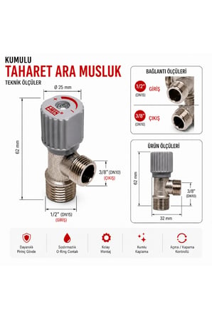 Emin Klozet Taharet Musluğu Kumlu Pirinç Ara Musluk Dayanıklı Tasarım