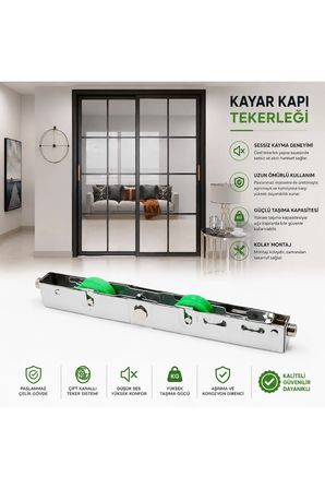 Sürgülü Kapı Çelik Çift Rulmanlı Tekerlek Sessiz Kayar Dayanıklı Paslanmaz 1 Adet Set