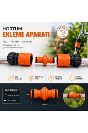 Otomatik Hortum Bağlantı Aparatı 3 Parça 1/2'' Bahçe Hortumu Ekleme Adaptörü Sızdırmaz