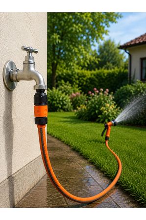 Otomatik 5 Fonksiyonlu Tetikli Bahçe Sulama Tabancası 4'lü Set 1/2" – Musluk Adaptörü + 2 Adet Jak Girişi | Bahçe, Araç ve Temizlik İçin