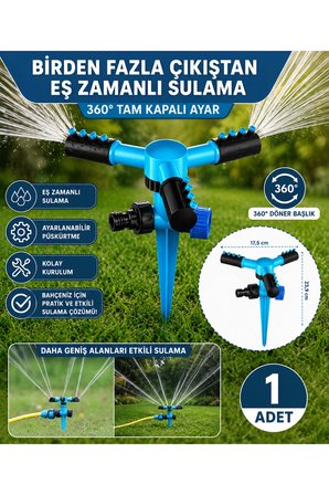 Otomatik Dönerli 3'lü Sprink Bahçe Sulama Fıskiyesi 360° Döner Sprey Sulama Başlığı