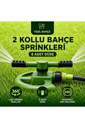 Otomatik Sehpalı Ayarlanabilen 360° 2'li Dönerli Sprink Bahçe Sulama Fıskiyesi