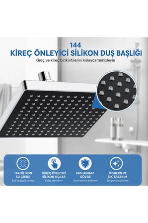 Kare El ve Tepe Duşu Seti Kalın Krom Robot Duş Başlığı Modern Tasarım Sürgülü Duş Başlığı