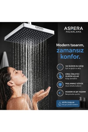 Kare El ve Tepe Duşu Seti Kalın Krom Robot Duş Başlığı Modern Tasarım Sürgülü Duş Başlığı