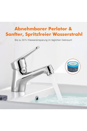 Krom Sabit Lavabo Bataryası Seramik Kartuş Su Tasarruflu Tek Kumandalı Banyo Musluğu