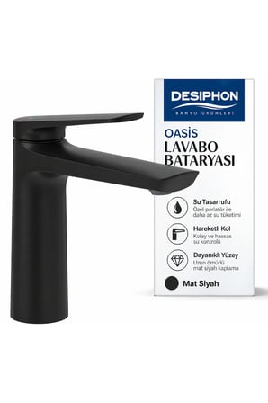 Mat Siyah Lavabo Bataryası Pirinç Gövde Özel Perlatör Dayanıklı Kaplama Modern Tasarım