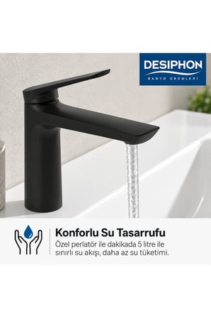 Mat Siyah Lavabo Bataryası Pirinç Gövde Özel Perlatör Dayanıklı Kaplama Modern Tasarım