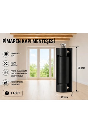 Pimapen Kapı Menteşesi Siyah 90 mm – PVC Kapı Menteşesi, Ayarlanabilir Metal Pim