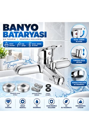 Pirinç Banyo Bataryası Paslanmaz Kararmaz –Duş Bataryası Banyo Musluğu