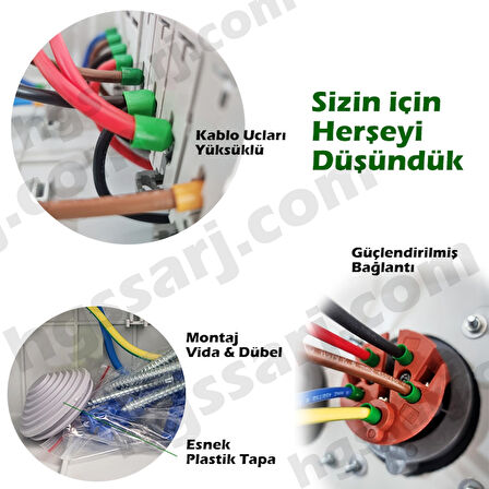 Amazon SKY PLUS, IP66-IP67-IP68, Monofaze Elektrikli Araç Kombinasyon Kutusu, Tesla Blue Adaptöre Uyumlu, + Kaçak Akım Röle, 3x32A + 1x16A - Sigorta Markası Seçeneği - 5 Yıl Garanti