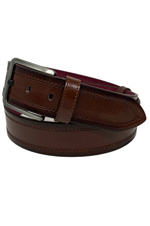 Taba Suni Deri Dikişli Desensiz Düz Model 4.5 Cm.lik Spor Kot Kemer - 4523-111-22ks