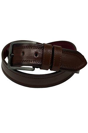 Taba Suni Deri Dikişli Desensiz Düz Model 4.5 Cm.lik Spor Kot Kemer - 4523-111-22ks