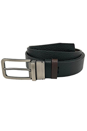 Kahvrengi Siyah Çift Taraflı Hakiki Deri 3.5 Cm.lik Klasik Kemer - 300-809