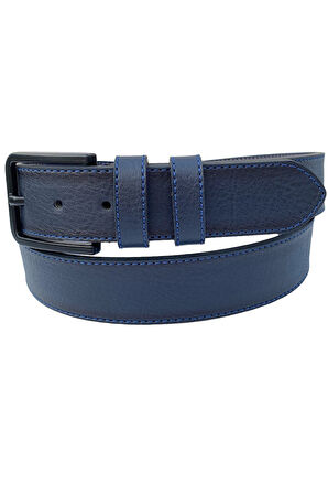 Lacivert Suni Deri Mavi Dikişli Model 4 cm.lik Unisex Spor Kemer - 9047
