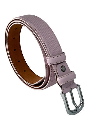 3 cm Genişlik %100 Hakiki Roys Deri Nikel Tokalı Dikişli Kadın Kemer Pudra Pembe