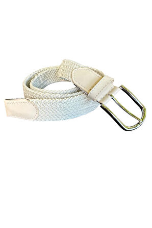 Beyaz Elastik Esnek Unisex Örgü Kemer - 8500-19