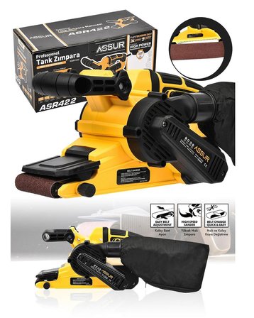 Assur ASR422 900W Elektrikli Vakumlu Tozsuz Cila Özellikli Tank Zımpara Makinesi