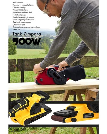 Assur ASR422 900W Elektrikli Vakumlu Tozsuz Cila Özellikli Tank Zımpara Makinesi
