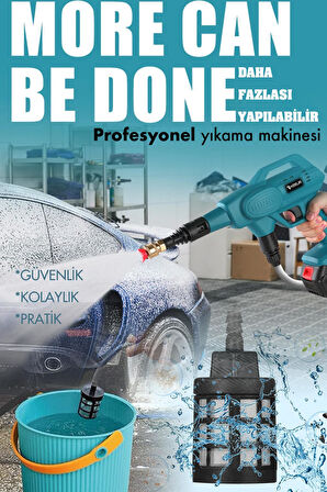 Assur 21V 2.0Ah Kömürsüz Motor Yüksek Basınçlı Akülü Oto Araba Yıkama Makinesi Şarjlı