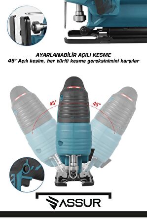 800 W Bakır Sargılı Professional Devir Ayarlı Dekupaj Bıçkı Testere Makinası Siyah