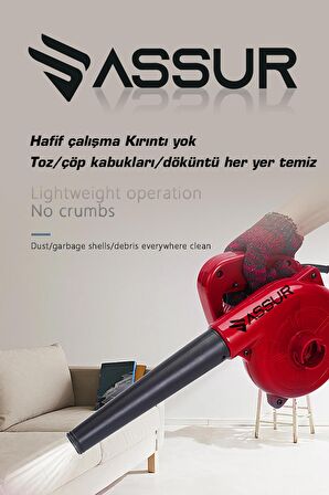 600 Watt Hava Üfleme Emme Makinesi 6 Kademe Devir Ayarlı Elektrikli Hava Üfleme Körüğü Kırmızı