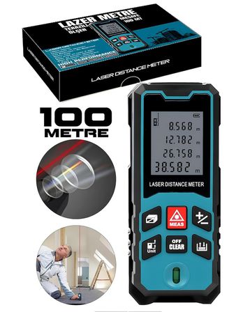 ASR ASR945 Lazer Terazili Dijital Mesafe Ölçer - Mavi (100 Metre)